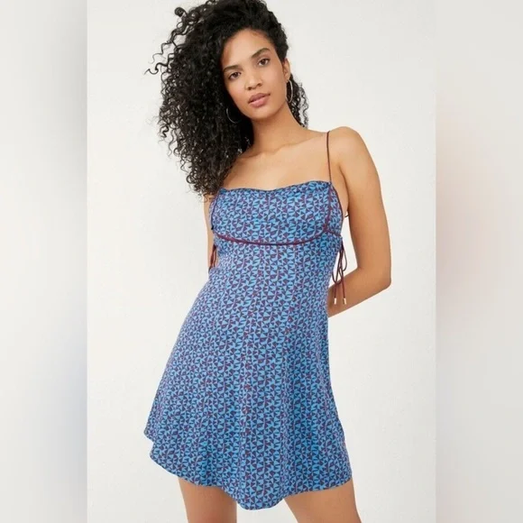 NWT Free People Kai mini dress blue Medium - Picture 2 of 8